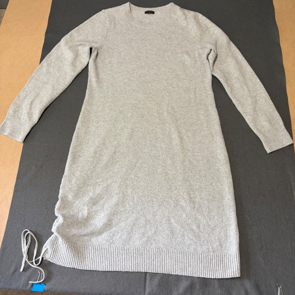 Talbots Sweater Dress Womens L Gray Knit Long Sleeve Relaxed Core Preppy Fall